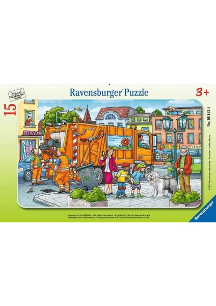 - 61624 Çöp Toplama Kamyonu Çocuk Puzzle, 15 Parça