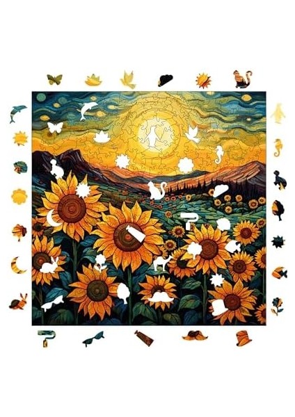 - Ahşap Puzzle Yetişkinler Için - Günebakan Tarlasında Akşamüstü Benzersiz Parçalı Puzzle - 353 Parça Ahşap Yapboz - Yapıştırıcı Folyo Dahil - Dekoratif Ahşap Puzzle - 29X29 cm - S1-30 modelleri