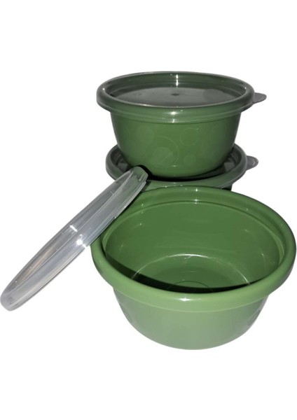 3'lü Hava Sızdırmaz Saklama Kabı Seti, 250ML, Yeşil