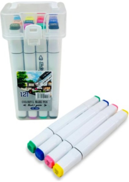 Çift Taraflı 12'li Marker Kalem Set Colorful Keçeli Kalem