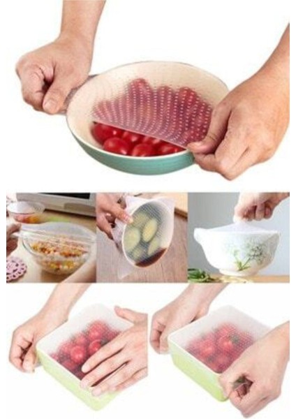 6 Boy Silikon Streç Kapaklar, Mutfakta Taze ve Güvenli Saklama Için Renkli Set