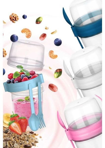 Renkli 2 Bölmeli Saklama Kabı, Taşınabilir Yoğurt ve Yulaf Kapaklı 650 ml fiyatları