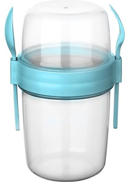 Renkli 2 Bölmeli Saklama Kabı, Taşınabilir Yoğurt ve Yulaf Kapaklı 650 ml modelleri