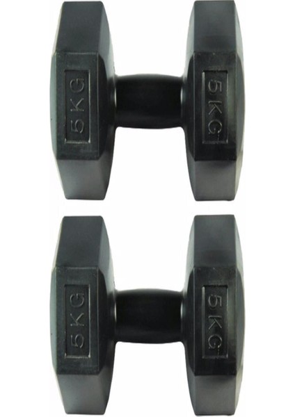 5x2 Dambıl Seti, Siyah, Toplam 10 Kg, 2 Adet, Sağlam ve Kullanışlı