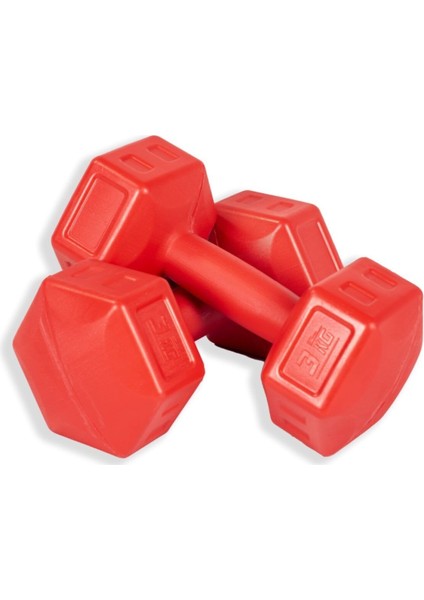 Kırmızı Spor 3 kg Dambıl Seti Fitness ve Ağırlık Egzersiz Seti