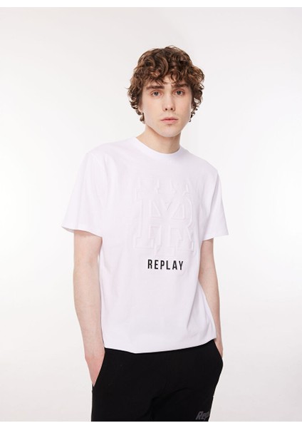 Bisiklet Yaka Desenli Beyaz Erkek T-Shirt M6681 001 Whıte fiyatları