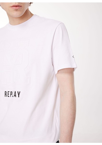 Bisiklet Yaka Desenli Beyaz Erkek T-Shirt M6681 001 Whıte fırsatları