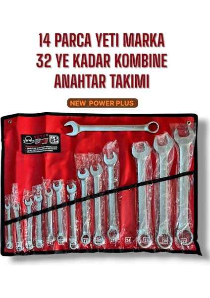 New Kombine Anahtar Seti 14 Parça NPP014 Model U.s.a Vanedıum Krom Yüksek,güçlü Kalite