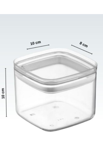700 ml Kareli Saklama Kabı, Beyaz, Dayanıklı ve Şık Tasarım