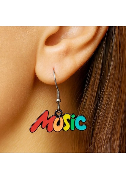 Music Yazısı Şekilli Mineli Kadın Küpe Çift Adet El Yapımı Küpe fırsatları