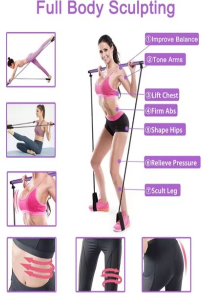 Mor Pilates Çubuğu ile Evde Spor ve Egzersiz Keyfi modelleri