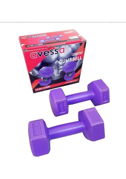 2 kg ve 22 kg Mor Plastik Dambıl Seti, Sağlam ve Hafif Egzersiz Aleti