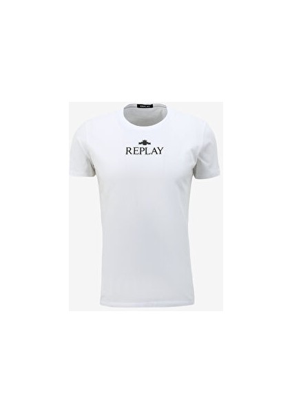 Bisiklet Yaka Düz Beyaz Erkek T-Shirt M6473 001 Whıte