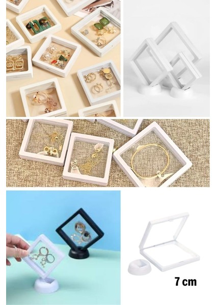 7x7 cm Çok Renkli 3D Takı ve Hatıra Saklama Kutusu, Şeffaf Filmli, Standlı