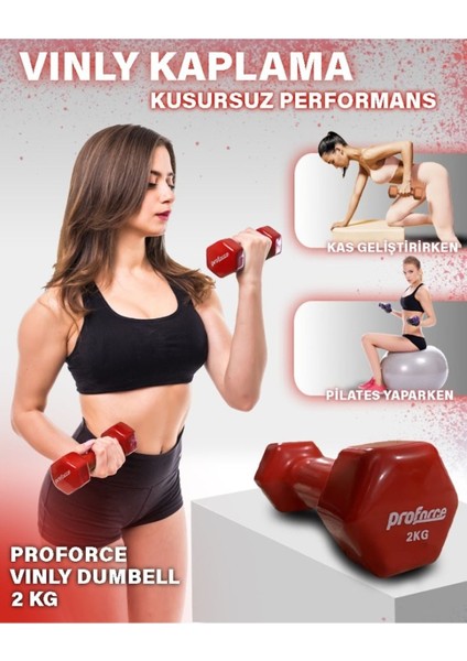 Kırmızı Vinil Kaplı Çelik Döküm Dambıl 2 kg Tek Adet