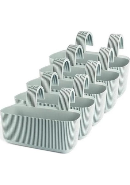 KRS-249 Plastik Pera Askılı Balkon Saksı 3.2 Lt Yeşil 5 Adet