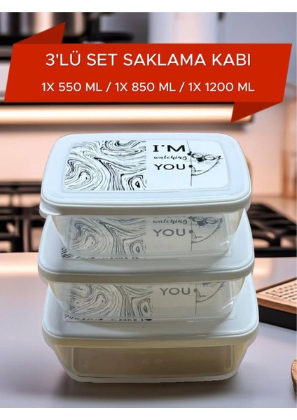 3'lü Iç Içe Saklama Kabı Seti, Beyaz, Yer Kaplamaz, Pratik ve Şık Tasarım
