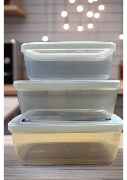 3'lü Iç Içe Saklama Kabı Seti, Beyaz, Yer Kaplamaz, Pratik ve Şık Tasarım fırsatları