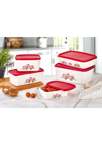 Desenli Dikdörtgen Saklama Kabı, 2,5 Lt, Şık ve Kullanışlı, Beyaz Renk. fiyatları