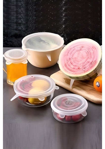 Beyaz 6'lı Tazelik Koruyucu Silikon Streç Kapaklar, Pratik ve Kullanışlı Set fiyatları