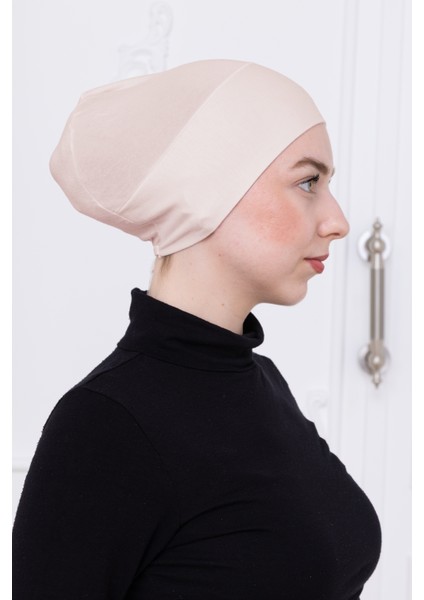 Geçmeli Açık Bej Bone Önü Dikişsiz Kaymaz Lastikli Kadın Tesettür Pratik Geçme Iç Bone fiyatları