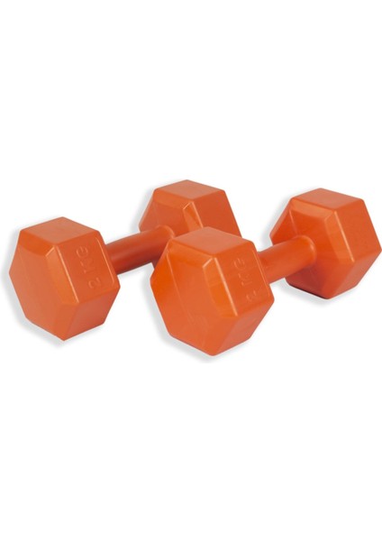Turuncu Altıgen Dambıl Seti, 2 kg x 2, Toplam 4 Kg, Sağlam ve Şık Tasarım
