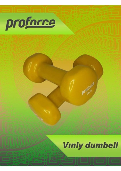 1 kg Vinil Kaplı Çelik Döküm Dambıl, Sarı, Tek Adet