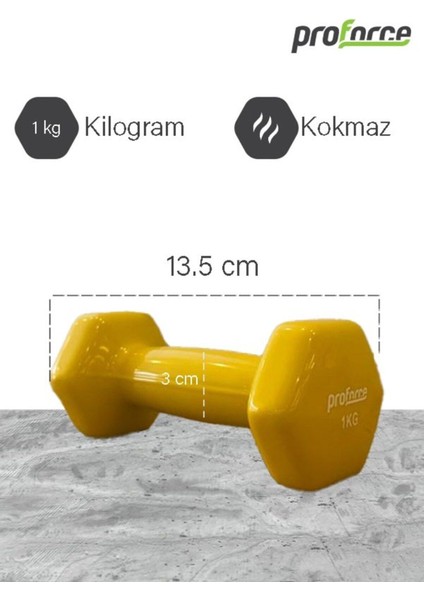 1 kg Vinil Kaplı Çelik Döküm Dambıl, Sarı, Tek Adet fiyatları
