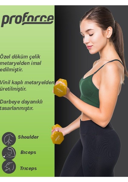 1 kg Vinil Kaplı Çelik Döküm Dambıl, Sarı, Tek Adet modelleri