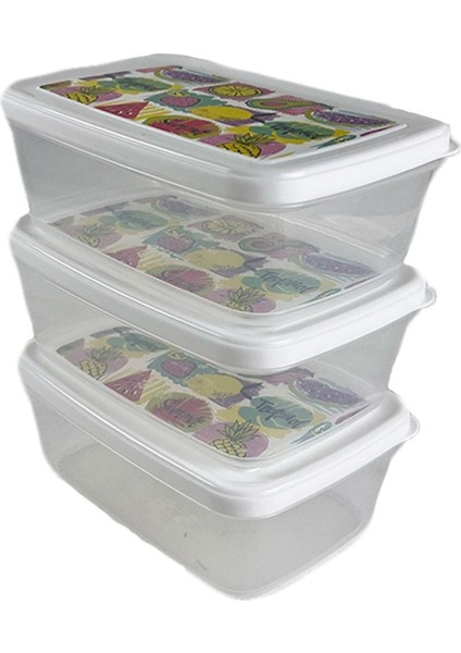 Beyaz 3'lü 850ML Saklama Kabı, Meyve, Sebze, Et ve Balıklar Için Ideal Set