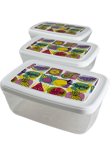 Beyaz 3'lü 850ML Saklama Kabı, Meyve, Sebze, Et ve Balıklar Için Ideal Set fırsatları