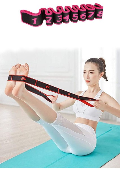 8 Seviyeli Esnek Direnç Bandı, Spor ve Yoga Için Ideal, Dayanıklı ve Çok Yönlü Kullanım