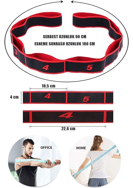 8 Seviyeli Esnek Direnç Bandı, Spor ve Yoga Için Ideal, Dayanıklı ve Çok Yönlü Kullanım fırsatları