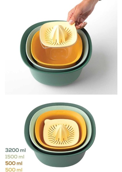 5'li Profesyonel Hazırlık Seti, Karıştırma Kasesi, Süzgeç, Limon Sıkacağı 3200ML modelleri