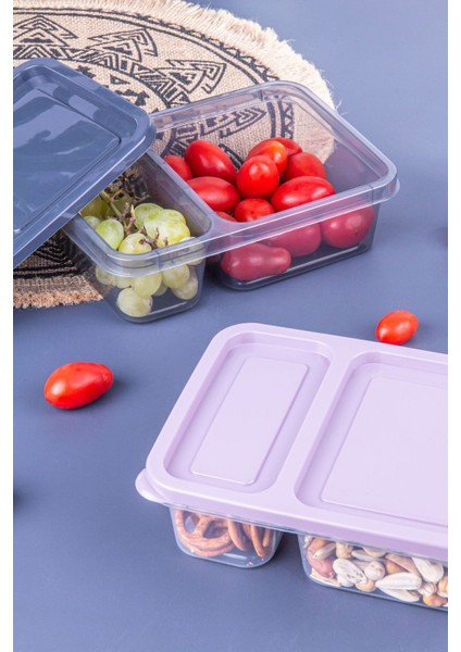Çok Renkli Bölmeli 2'li Saklama Kabı Seti 850 Ml, Pratik ve Şık Saklama Çözümü fiyatları