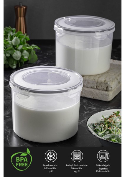 2'li Hava Almaz Kapaklı Saklama Kabı Seti, 2500 Ml, Beyaz fiyatları