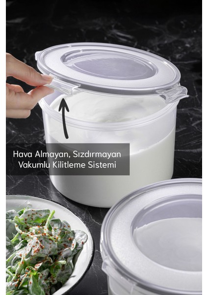 2'li Hava Almaz Kapaklı Saklama Kabı Seti, 2500 Ml, Beyaz modelleri