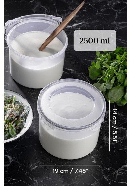 2'li Hava Almaz Kapaklı Saklama Kabı Seti, 2500 Ml, Beyaz fırsatları