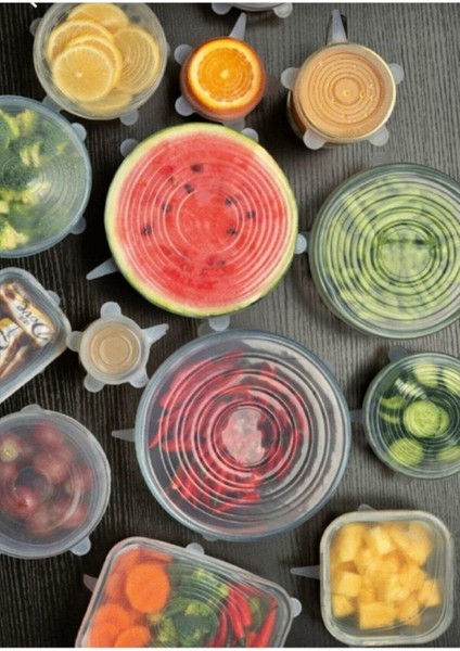 Çok Renkli Streç Kapak, 6'lı Paket, Pratik ve Şık Mutfak Çözümü