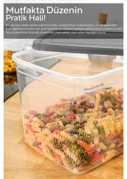 4'lü Şeffaf Derin Saklama Kabı Seti 5300 Ml, Etiketli, Bakliyat ve Un Saklama