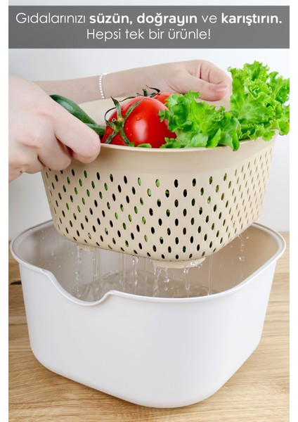 5 Parça Çok Amaçlı Mutfak Seti, Karıştırma Kabı, Süzgeç, Kesme Tahtası, Limon Sıkacağı fiyatları