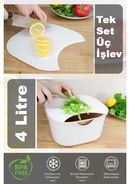 5 Parça Çok Amaçlı Mutfak Seti, Karıştırma Kabı, Süzgeç, Kesme Tahtası, Limon Sıkacağı indirimleri