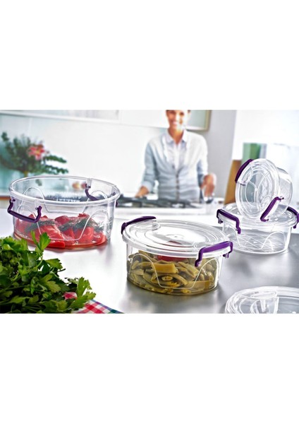 Turuncu Yuvarlak Saklama Kabı Seti, Bpa Içermeyen, Kapaklı, Dayanıklı Plastik