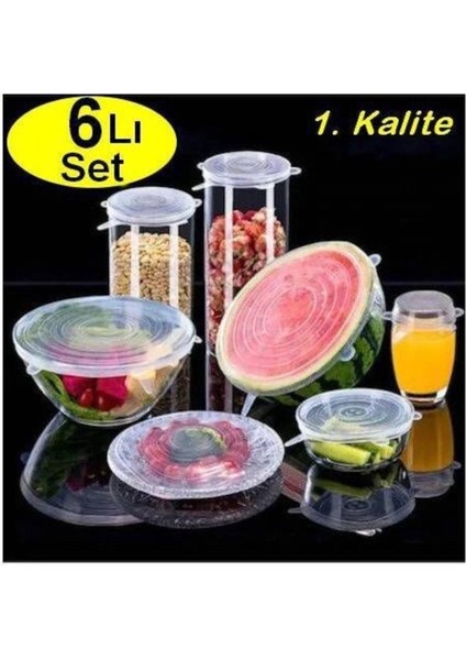 Şeffaf 6'lı Silikon Kapak Seti, Tazelik Koruyan Saklama Çözümleri