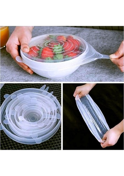 Şeffaf 6'lı Silikon Kapak Seti, Tazelik Koruyan Saklama Çözümleri fiyatları