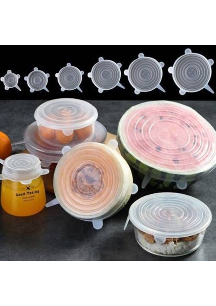 Şeffaf 6'lı Silikon Kapak Seti, Tazelik Koruyan Saklama Çözümleri modelleri