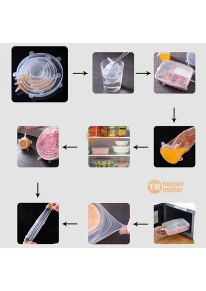 Şeffaf 6'lı Silikon Kapak Seti, Tazelik Koruyan Saklama Çözümleri fırsatları