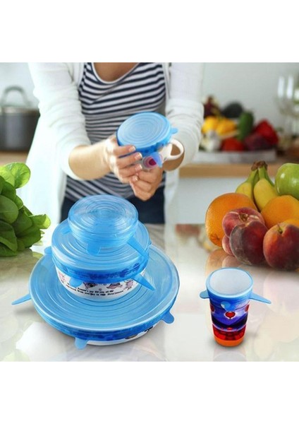 Şeffaf 6'lı Silikon Kapak Seti, Tazelik Koruyan Saklama Çözümleri