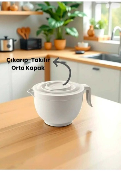 3 Litre Kapaklı Çırpma Kabı, Mikser Kasesi, Pratik ve Kullanışlı Karıştırma Kabı fiyatları
