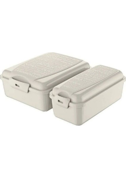 Ekru Bölmeli Taşınabilir Beslenme Kabı Seti, Pratik ve Şık Kullanım Sağlar.